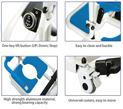 4-In-1 Multifunctional Electric Lift Transfer, Shower & Commode Chair