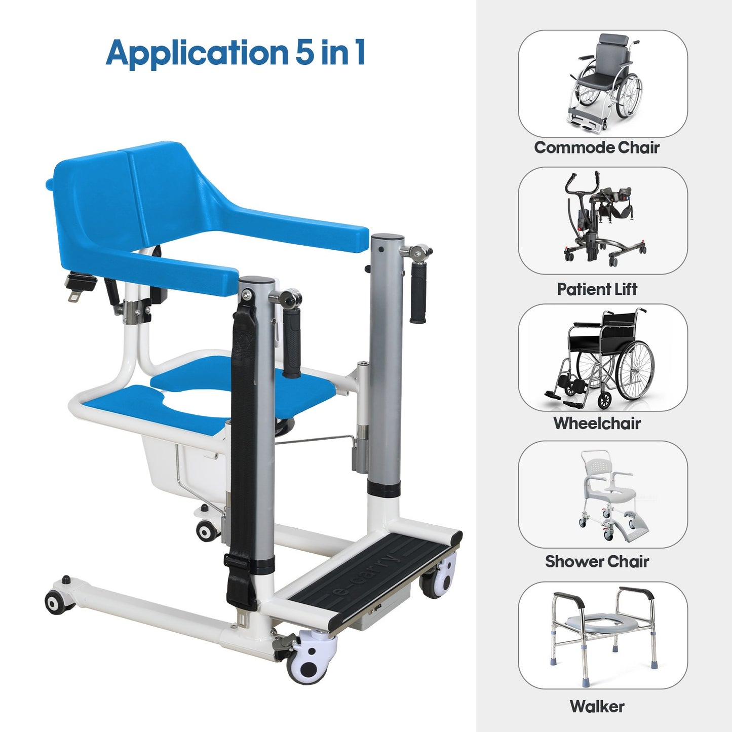 4-IN-1 MULTIFUNCTIONAL ELECTRIC LIFT TRANSFER, SHOWER, & COMMODE CHAIR