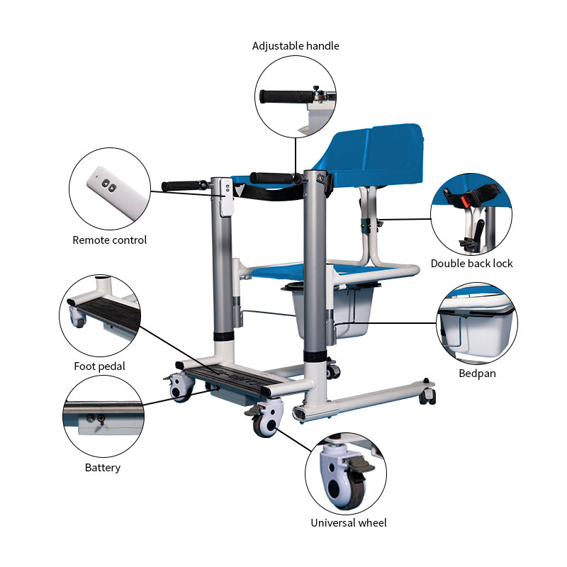 4-IN-1 MULTIFUNCTIONAL ELECTRIC LIFT TRANSFER, SHOWER, & COMMODE CHAIR