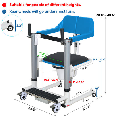 4-IN-1 MULTIFUNCTIONAL ELECTRIC LIFT TRANSFER, SHOWER, & COMMODE CHAIR