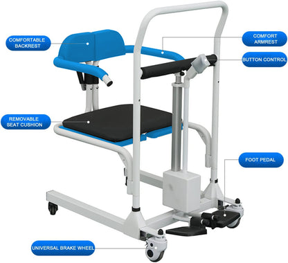 4-In-1 Multifunctional Electric Lift Transfer, Shower & Commode Chair