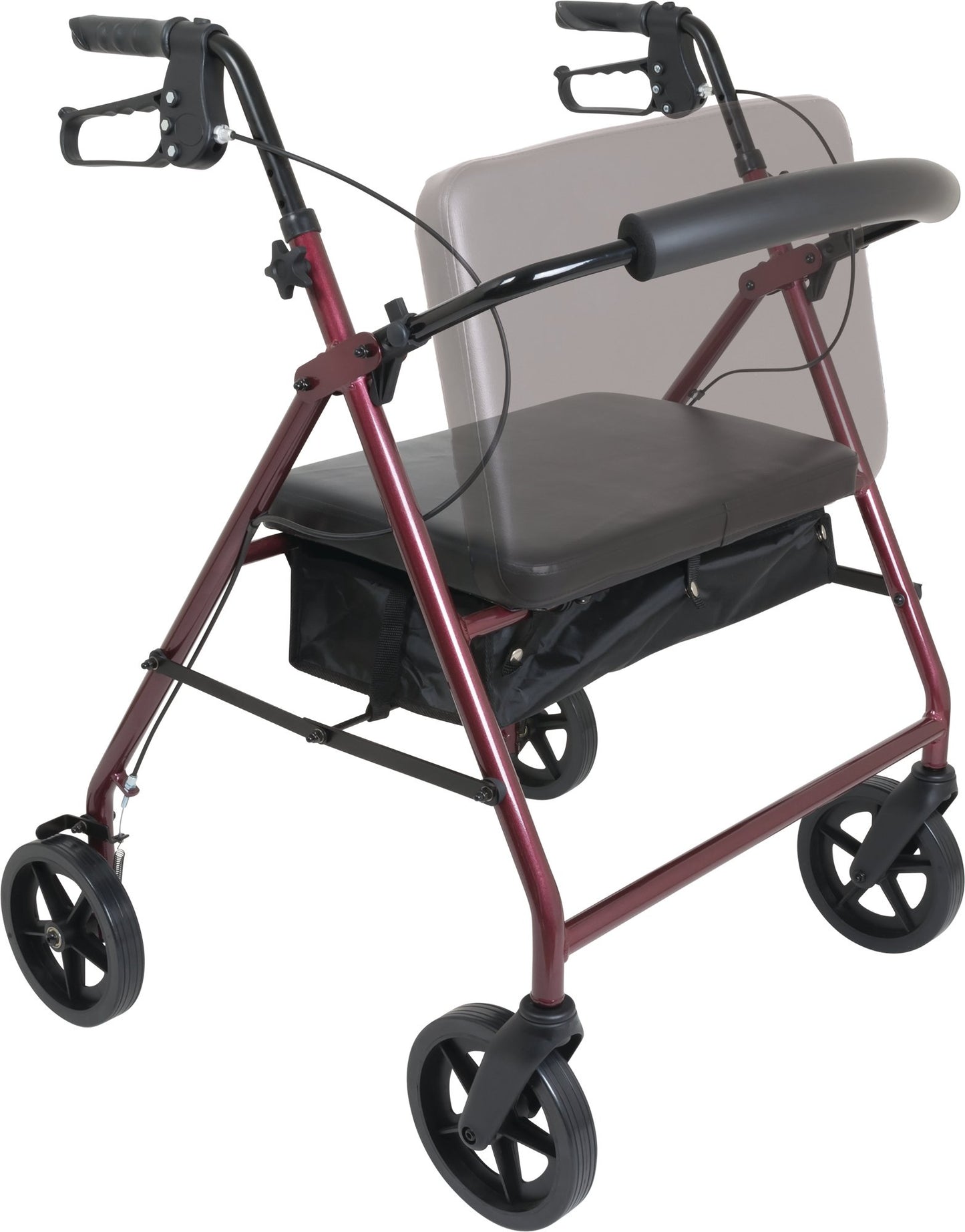 Aluminum Bariatric Rollator, 8" Wheels, BurgundyRLA8BGDME, MobilityProBasics