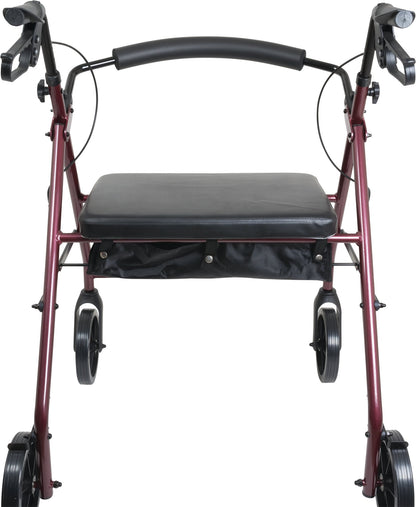 Aluminum Bariatric Rollator, 8" Wheels, BurgundyRLA8BGDME, MobilityProBasics