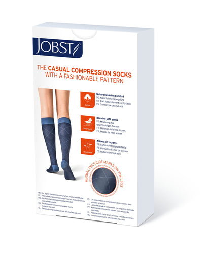 JOBST Casual Pattern Compression Socks 30-40 mmHg, Knee High, Closed Toe, Full Calf