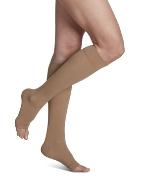Sigvaris 230 Essential Cotton Compression Socks 30-40 mmHg Calf High for Unisex Open Toe