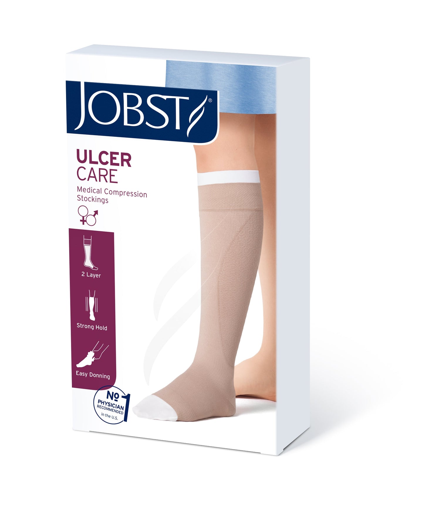 JOBST UlcerCARE 2-Part Compression System with Liners 40+ mmHg Knee High Open Toe With Zipper