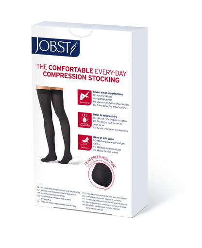 JOBST Opaque Compression Stockings 15-20 mmHg Thigh High Silicone Dot Band Closed Toe