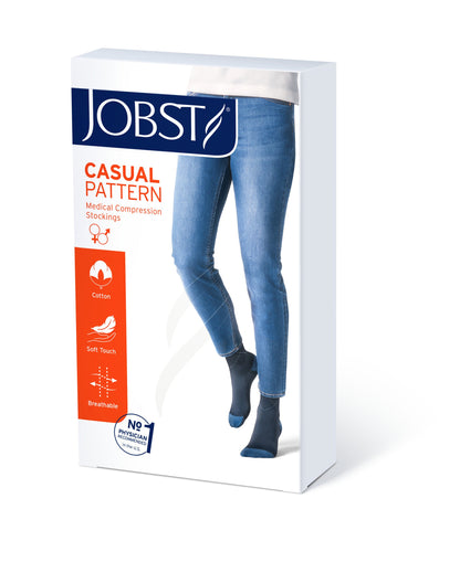JOBST Casual Pattern Compression Socks 30-40 mmHg, Knee High, Closed Toe, Long Length
