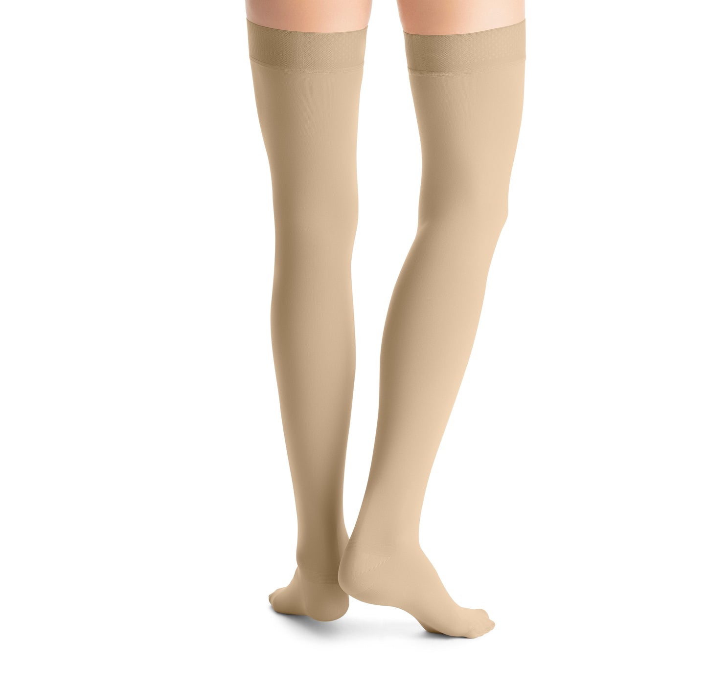 JOBST Opaque Compression Stockings 15-20 mmHg Thigh High Silicone Dot Band Closed Toe, Petite