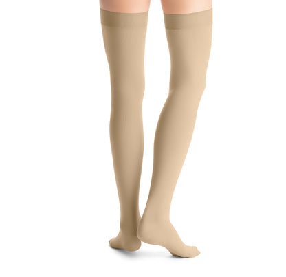 JOBST Opaque Compression Stockings 15-20 mmHg Thigh High Silicone Dot Band Closed Toe, Petite