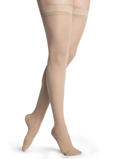 Sigvaris 750 Medium Sheer Compression Socks 20-30 mmHg Thigh High for Women Closed Toe