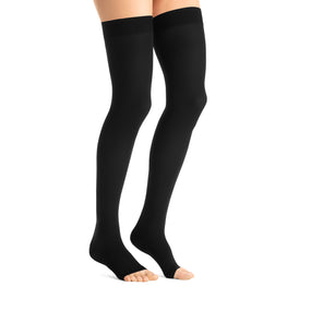 JOBST Opaque Compression Stockings 30-40 mmHg Thigh High Silicone Dot Band Open Toe