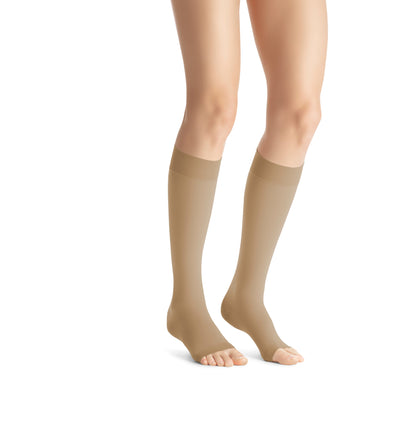 JOBST Opaque Compression Stockings 30-40 mmHg Knee High Open Toe Natural Large Petite