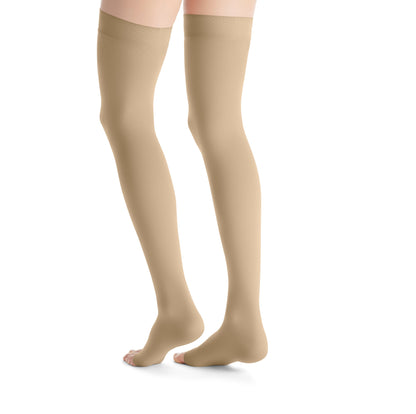 JOBST Opaque Compression Stockings 30-40 mmHg Thigh High Silicone Dot Band Open Toe, Petite