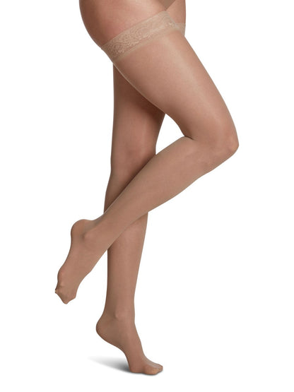 Sigvaris 120 Sheer Fashion Compression Socks 15-20 mmHg Thigh High For Women Closed Toe